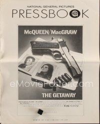 8b347 GETAWAY pressbook '72 Steve McQueen, Ali McGraw, Sam Peckinpah, includes cool poster!