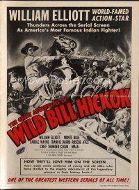 8b350 GREAT ADVENTURES OF WILD BILL HICKOK pressbook R49 Bill Elliott, world-famed action star!