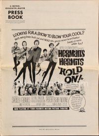 8b354 HOLD ON pressbook '66 rock & roll, great image of Herman's Hermits performing!
