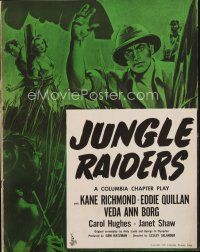 8b365 JUNGLE RAIDERS pressbook '45 Kane Richmond, sensational serial thrills & chills!