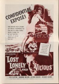 8b372 LOST, LONELY & VICIOUS pressbook '58 sexy bad girl, what happens to boys & girls in Hollywood