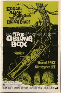 8b385 OBLONG BOX pressbook '69 Vincent Price, Edgar Allan Poe's tale of living dead, cool art!