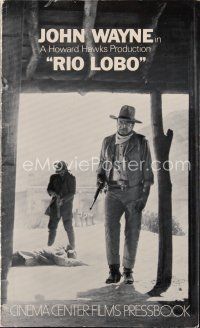 8b390 RIO LOBO pressbook '71 Howard Hawks, Give 'em Hell, John Wayne, great cowboy image!