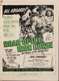 8b391 ROAR OF THE IRON HORSE pressbook '51 Jock Mahoney, rail-blazer of the Apache trail!