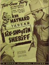 8b393 SIX-SHOOTIN' SHERIFF pressbook '38 Ken Maynard with his wonder horse Tarzan!