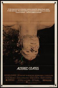 8c032 ALTERED STATES 1sh '80 William Hurt, Paddy Chayefsky, Ken Russell, sci-fi horror!