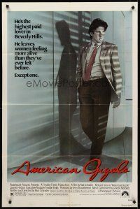 8c034 AMERICAN GIGOLO 1sh '80 handsomest male prostitute Richard Gere is being framed for murder!
