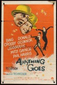 8c046 ANYTHING GOES 1sh '56 Bing Crosby, Donald O'Connor, Jeanmaire, music by Cole Porter!