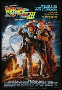8c062 BACK TO THE FUTURE III DS 1sh '90 Michael J. Fox, Chris Lloyd, Zemeckis, Drew Struzan art!