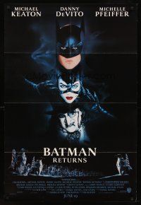 8c071 BATMAN RETURNS advance DS 1sh '92 Michael Keaton, Danny DeVito, sexy Michelle Pfeiffer!