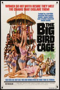 8c081 BIG BIRD CAGE 1sh '72 Pam Grier, Roger Corman, classic chained women art by Joe Smith!