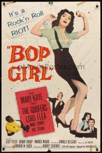 8c099 BOP GIRL GOES CALYPSO 1sh '57 full-length art of sexy Judy Tyler, retitled Bop Girl!