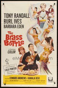 8c102 BRASS BOTTLE 1sh '64 great art of Tony Randall & Barbara Eden with genie Burl Ives!