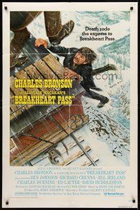 8c105 BREAKHEART PASS style B 1sh '76 art of Charles Bronson in peril by Mort Kunstler!