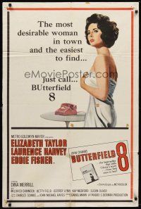 8c108 BUTTERFIELD 8 1sh '60 callgirl Elizabeth Taylor is the most desirable and easiest to find!