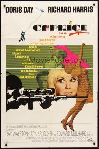8c117 CAPRICE 1sh '67 pretty Doris Day, Richard Harris, cool sniper image!