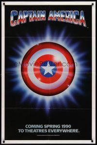 8c118 CAPTAIN AMERICA teaser 1sh '90 Marvel Comics superhero, cool image of shield!