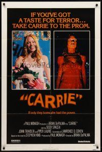8c123 CARRIE 1sh '76 Stephen King, Sissy Spacek before and after her bloodbath at the prom!