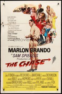 8c134 CHASE 1sh '66 Marlon Brando, Jane Fonda, Robert Redford, directed by Arthur Penn