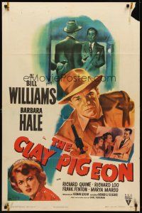 8c140 CLAY PIGEON style A 1sh '49 Barbara Hale & Bill Williams, Widhoff film noir art!