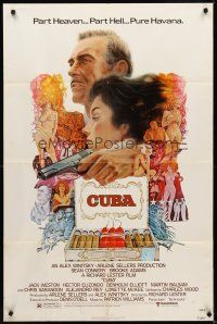 8c155 CUBA 1sh '79 cool artwork of Sean Connery & Brooke Adams and cigars!