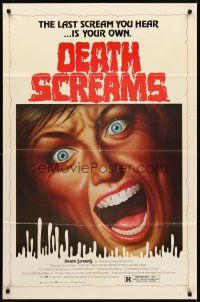 8c167 DEATH SCREAMS 1sh '82 David Nelson, the last scream you hear is your own, horror art!