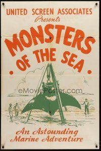 8c175 DEVIL MONSTER 1sh R30s Monsters of the Sea, cool artwork of giant stingray!