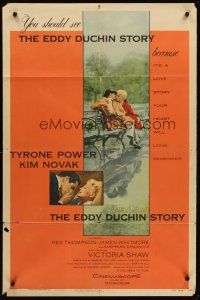 8c195 EDDY DUCHIN STORY 1sh '56 Tyrone Power & Kim Novak in a love story you will remember!