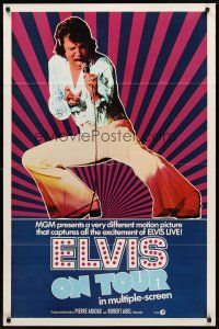 8c200 ELVIS ON TOUR int'l 1sh '72 cool full-length image of Elvis Presley singing into microphone!