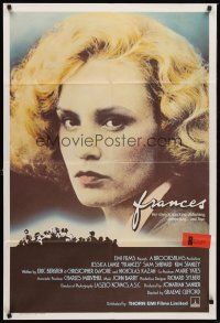 8c249 FRANCES English 1sh '82 great close-up of Jessica Lange as cult actress Frances Farmer!