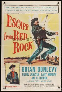 8c205 ESCAPE FROM RED ROCK 1sh '57 Brian Donlevy, Eilene Janssen & Gary Murray in western action!