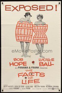 8c217 FACTS OF LIFE 1sh '61 Bob Hope & Lucille Ball wearing barrels!