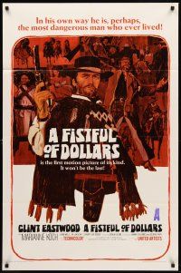 8c235 FISTFUL OF DOLLARS 1sh '67 Sergio Leone's Per un Pugno di Dollari, art of Clint Eastwood!