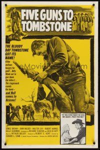 8c237 FIVE GUNS TO TOMBSTONE 1sh '61 killer outlaws hungry for gold in Arizona!