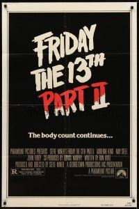 8c253 FRIDAY THE 13th PART II advance teaser 1sh '81 summer camp slasher horror sequel!