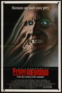 8c257 FROM BEYOND 1sh '86 H.P. Lovecraft, wild sci-fi horror image, humans are such easy prey!