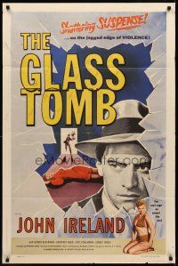 8c271 GLASS TOMB 1sh '55 Honor Blackman is an animal on the jagged edge of violence!