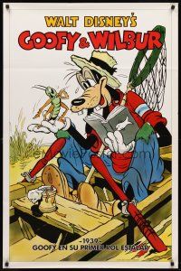8c278 GOOFY & WILBUR Spanish/U.S. 1sh R90s Walt Disney, great artwork of Goofy going fishing!