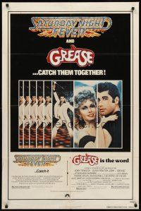 8c283 GREASE/SATURDAY NIGHT FEVER 1sh '79 John Travolta dancing & with Olivia Newton-John!