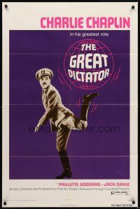 8c286 GREAT DICTATOR 1sh R72 Charlie Chaplin directs and stars, wacky WWII comedy!