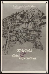 8c287 GREAT EXPECTATIONS/OLIVER TWIST 1sh '70s Charles Dickens & David Lean double-bill!