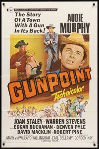 8c297 GUNPOINT 1sh '66 Audie Murphy in the story of a town with a gun in its back!
