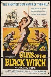 8c299 GUNS OF THE BLACK WITCH 1sh '61 super sexy art, unconquerable bararians of the sea!