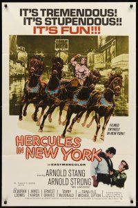 8c317 HERCULES IN NEW YORK 1sh '70 great image of barechested Arnold Schwarzenegger in 1st movie!