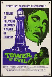 8c326 HORROR ON SNAPE ISLAND 1sh '72 a night of pleasure becomes a night of terror, Tower of Evil