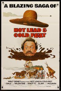 8c329 HOT LEAD & COLD FEET 1sh '78 Disney, Robert Butler directed, wacky artwork of Don Knotts!