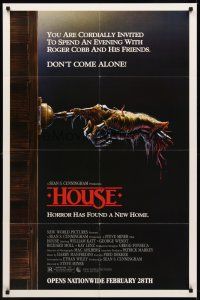 8c331 HOUSE advance 1sh '86 great artwork of severed hand ringing doorbell, don't come alone!