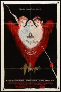 8c339 HUNGER 1sh '83 art of vampire Catherine Deneuve, rocker David Bowie & Susan Sarandon!
