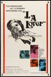 8c341 I A LOVER 1sh '68 Jessie Flaws had a sexual hunger that could not be satisfied!