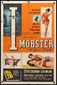 8c342 I MOBSTER 1sh '58 Roger Corman, he killed her brother and put his dirty trade mark on her!